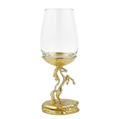 Stallion wine glass set | electroformed horse base designer stemware  | Set of 2 / Set of 4