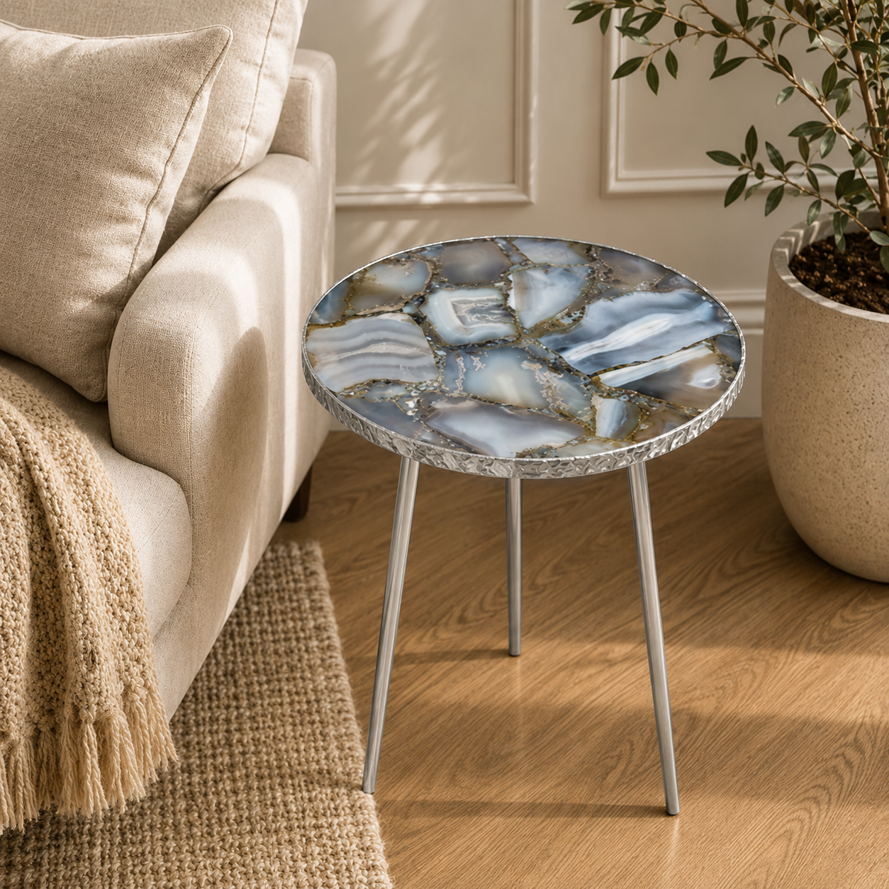 Banded Agate Round Side Table