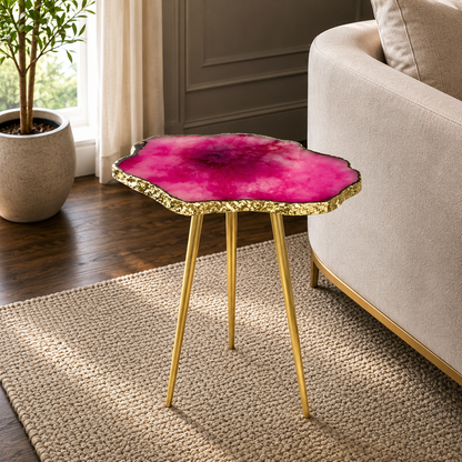Small Pink Agate Organic Edge Side Table