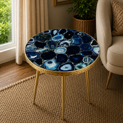 Blue Agate Round Side Table
