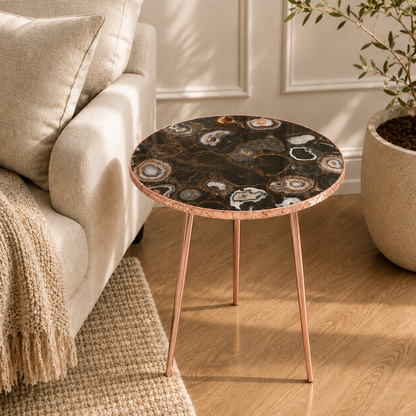 Black Agate Round Side Table