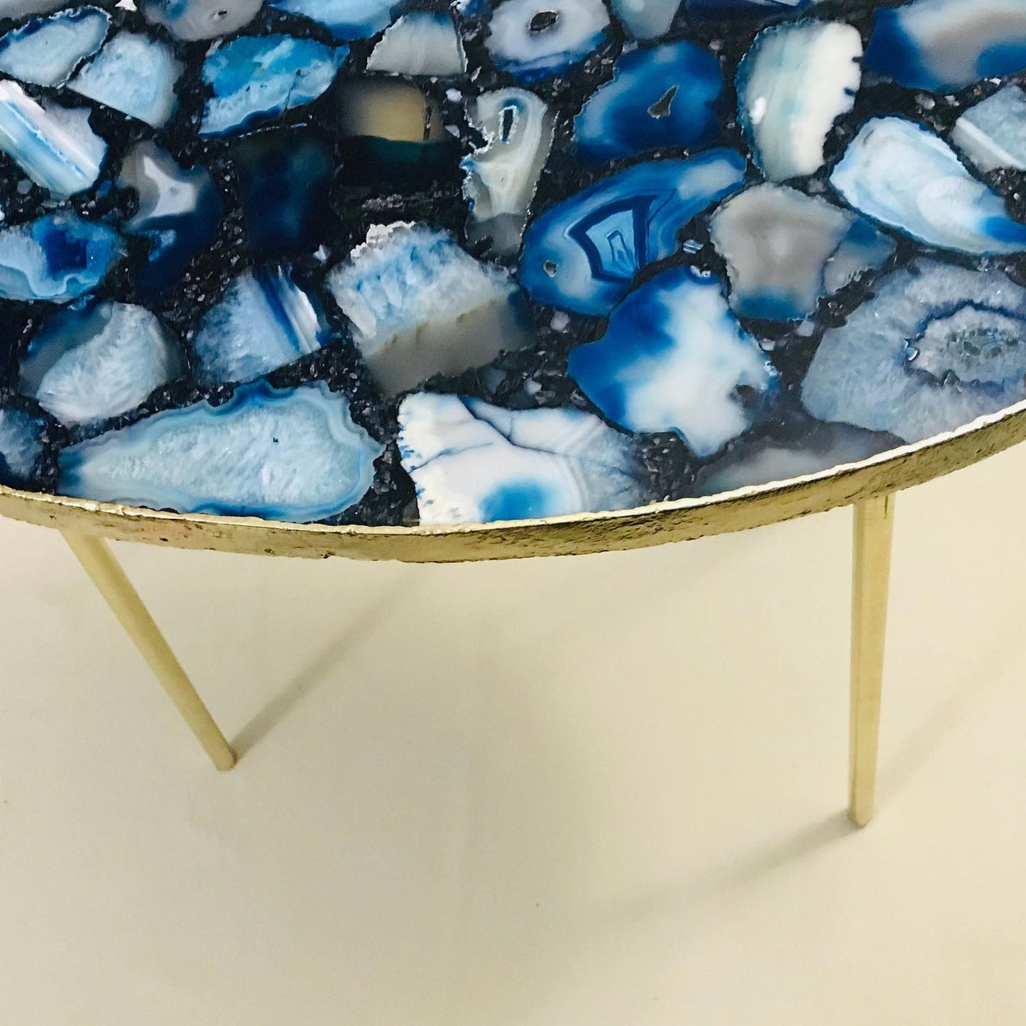 Blue Oval Agate/Crystal/Gemstone/Quartz Organic Edge Side/Drink/Table