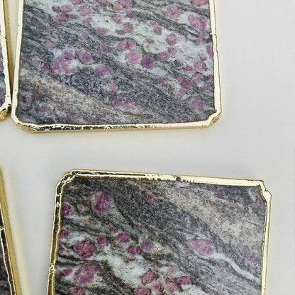 Lepidolite/Gemstone/Semi-precious stone/Agate - Set of 4 Large Coasters/Personalised Momentos