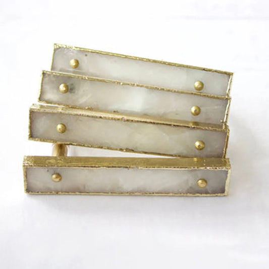 Set of 4 White Agate Handle/Pull/Barbarella
