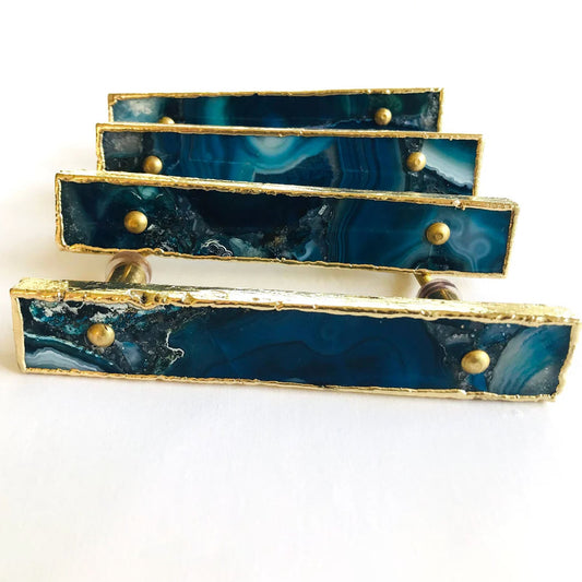 Set of 4 Blue Agate Handle/Pull/Barbarella