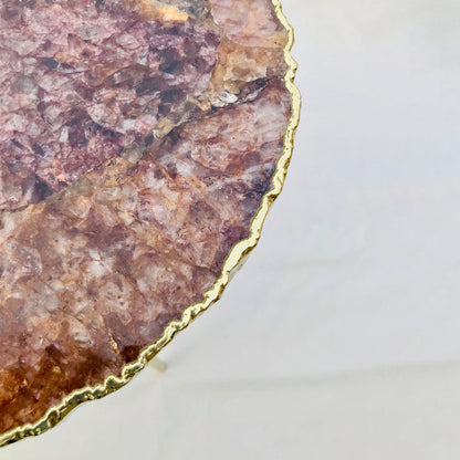 Golden Quartz Agate Organic Edge Side/Coffee Table