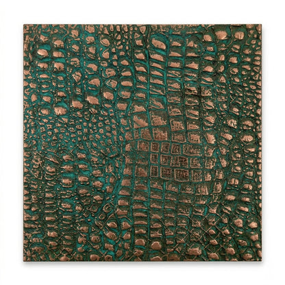 Croc Skin Metal Wall Tile Set | Textured Copper & Brass Decorative Wall Panels