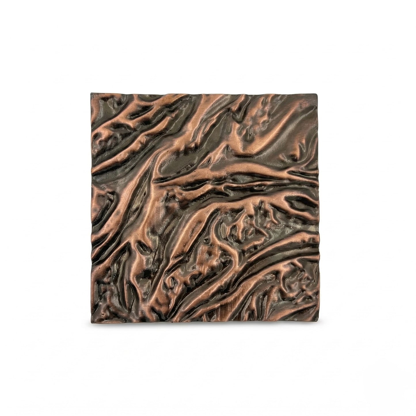 Set of 4 Textured Brass Wall Tiles | Handmade Decorative Metal Wall Panels | Antique Copper & Brass Finish