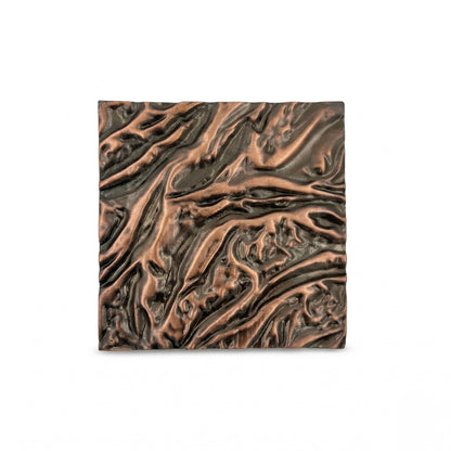 Set of 4 Textured Brass Wall Tiles | Handmade Decorative Metal Wall Panels | Antique Copper & Brass Finish