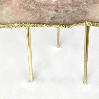 Rose Quartz Agate/Crystal/Gemstone/Quartz Organic Edge Side/Drink/Coffee Table