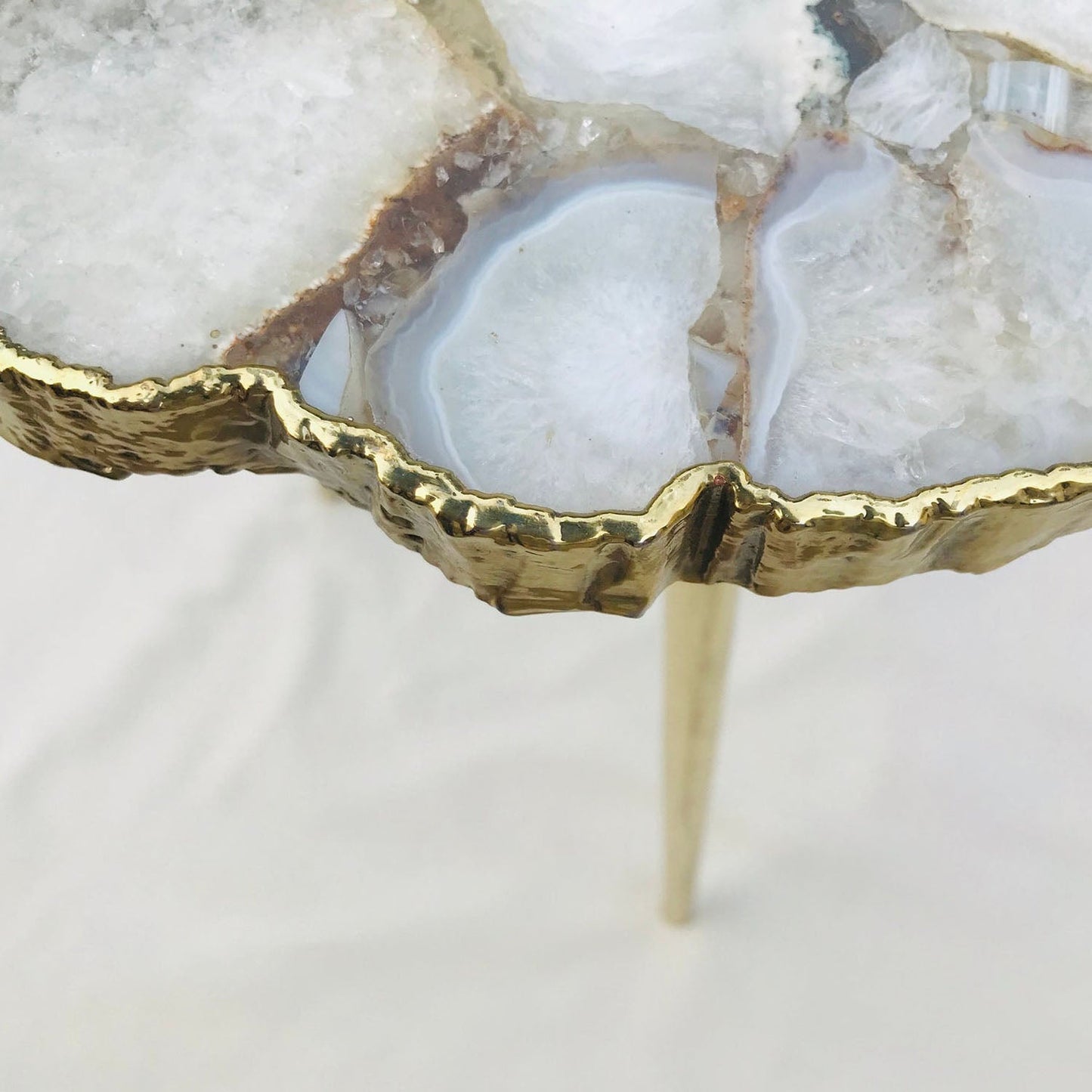 White Crystal Agate Organic Edge Side/Coffee Table