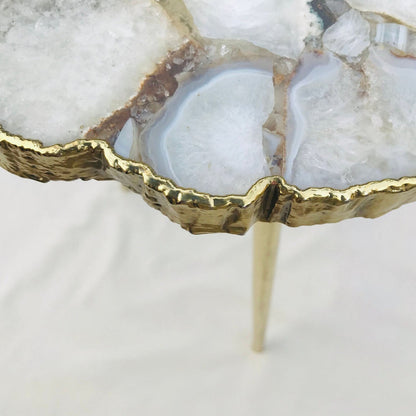 White Crystal Agate Organic Edge Side/Coffee Table