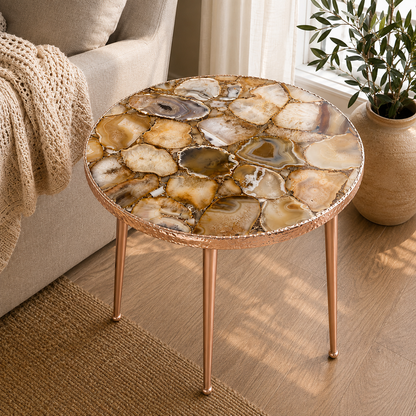 Golden Agate Round Side Table
