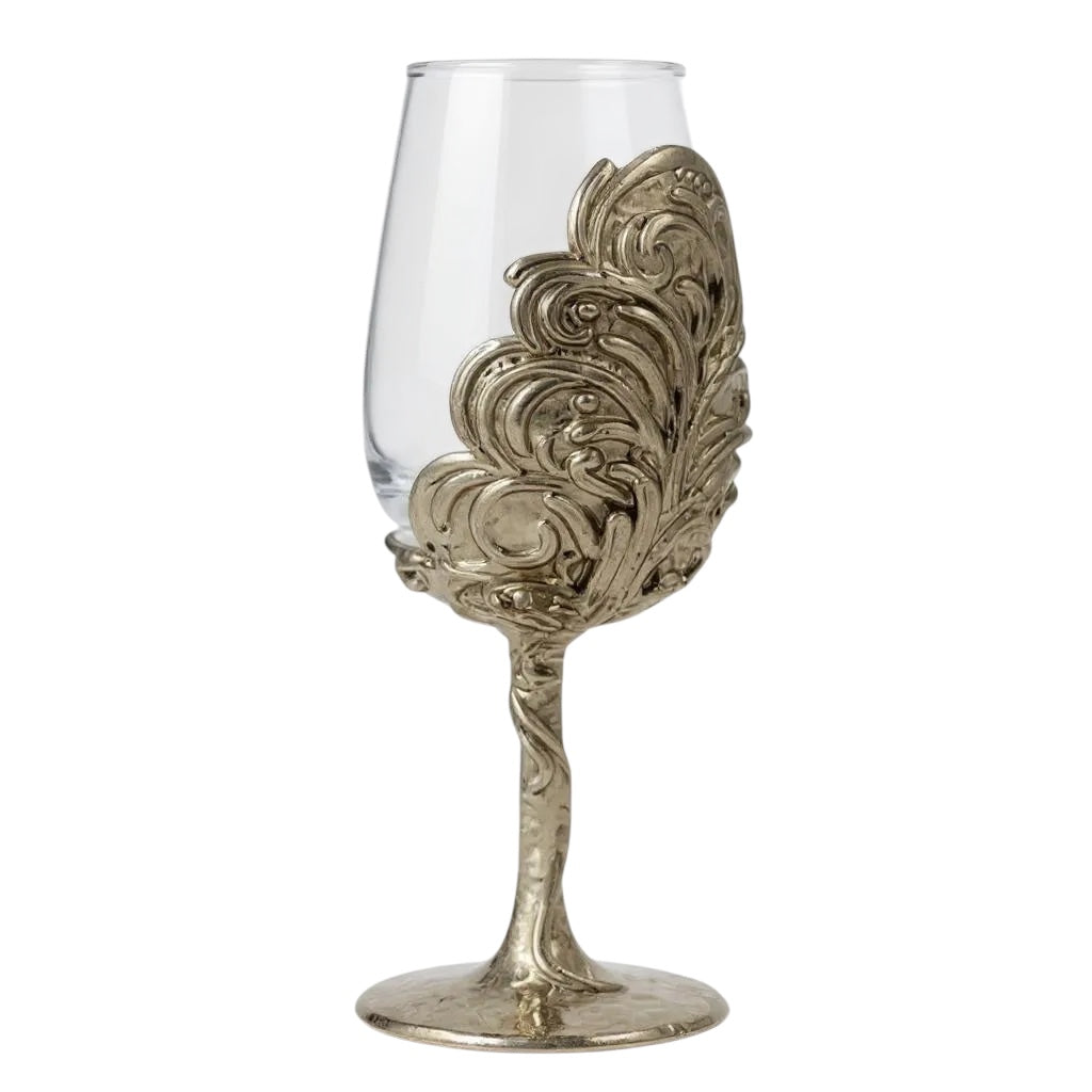Intricate Leaf & Ambi Design Wine Glasses | Designer Statement Drinkware  | Set of 2 / Set of 4