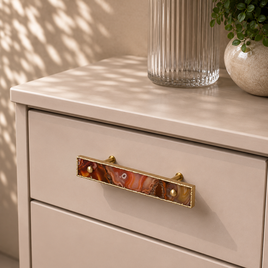 Red Agate Cabinet Handle - Set of 4