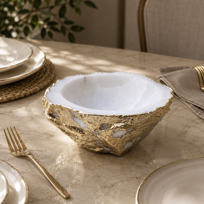White Agate Geode Bowl