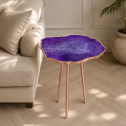 Small Purple Agate Organic Edge Side Table