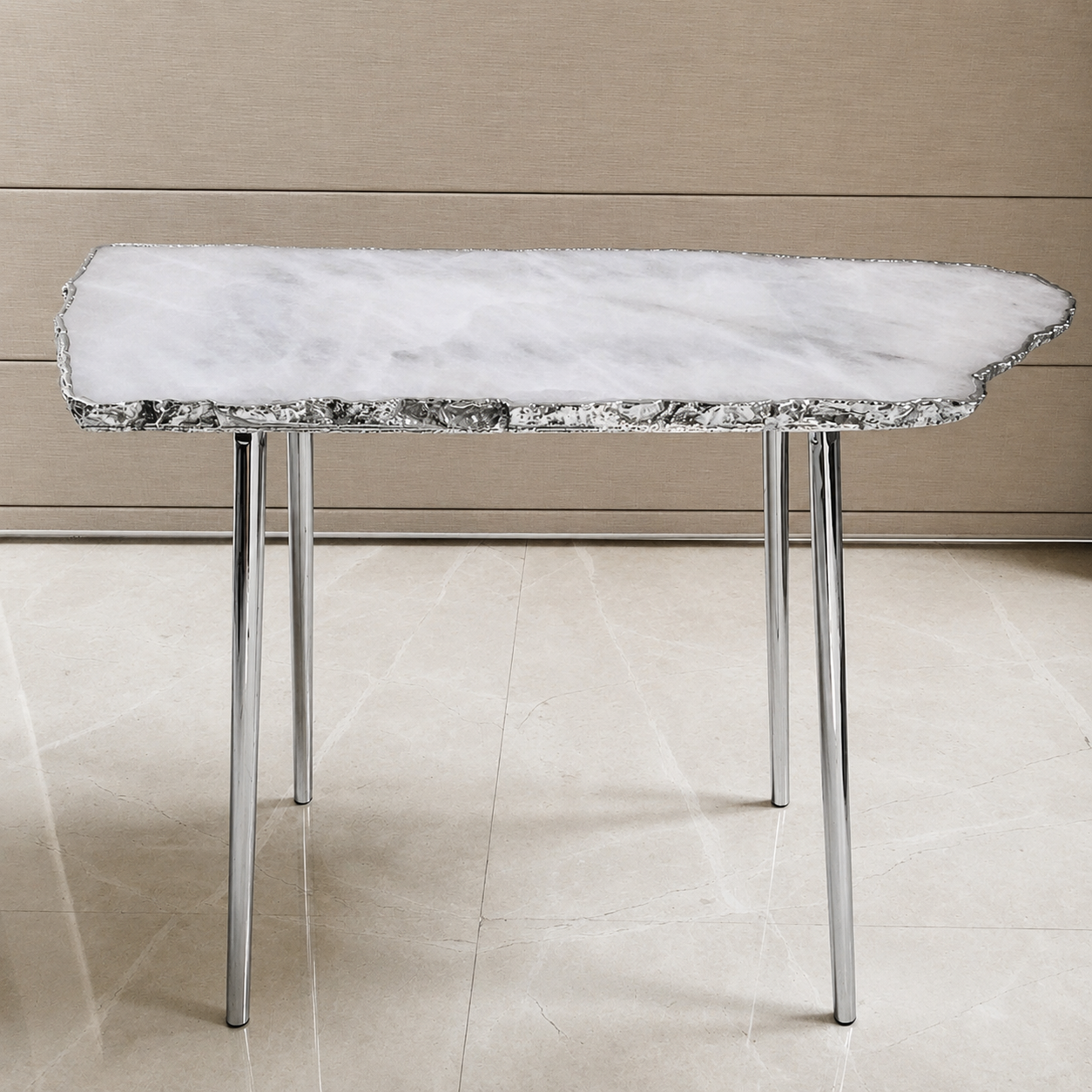 Large Rose Quartz Agate Organic Edge Side Table