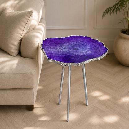 Small Purple Agate Organic Edge Side Table