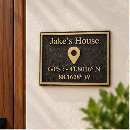 Personalised Coordinates Plate – Brass Location Sign