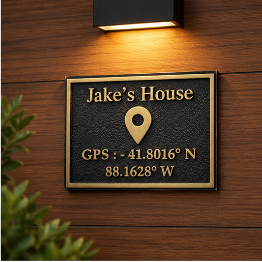 Personalised Coordinates Plate – Brass Location Sign