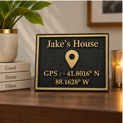 Personalised Coordinates Plate – Brass Location Sign