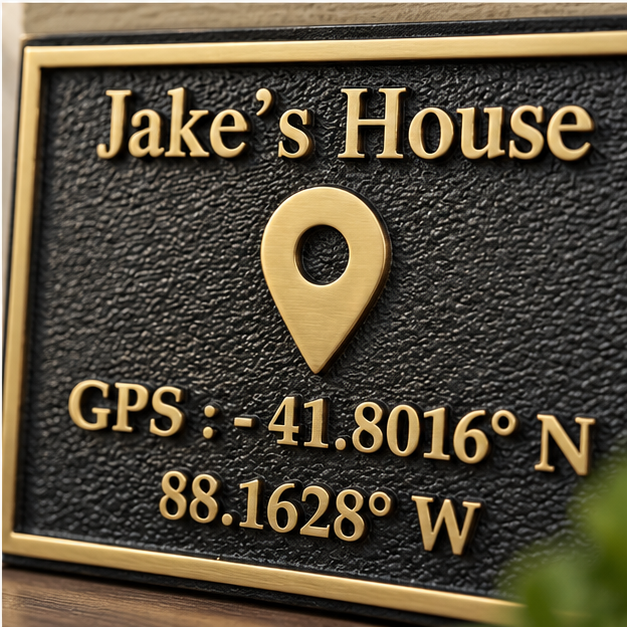 Personalised Coordinates Plate – Brass Location Sign