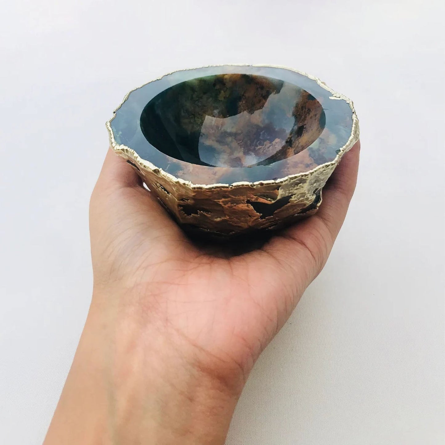 Earth Blue Agate Geode Nut/trinket/Jewellery Bowl