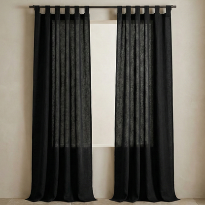 Viscose Linen Tab Top Curtain Panel – Light Filtering Semi Sheer Soft Viscose Linen Curtains (Single Panel)