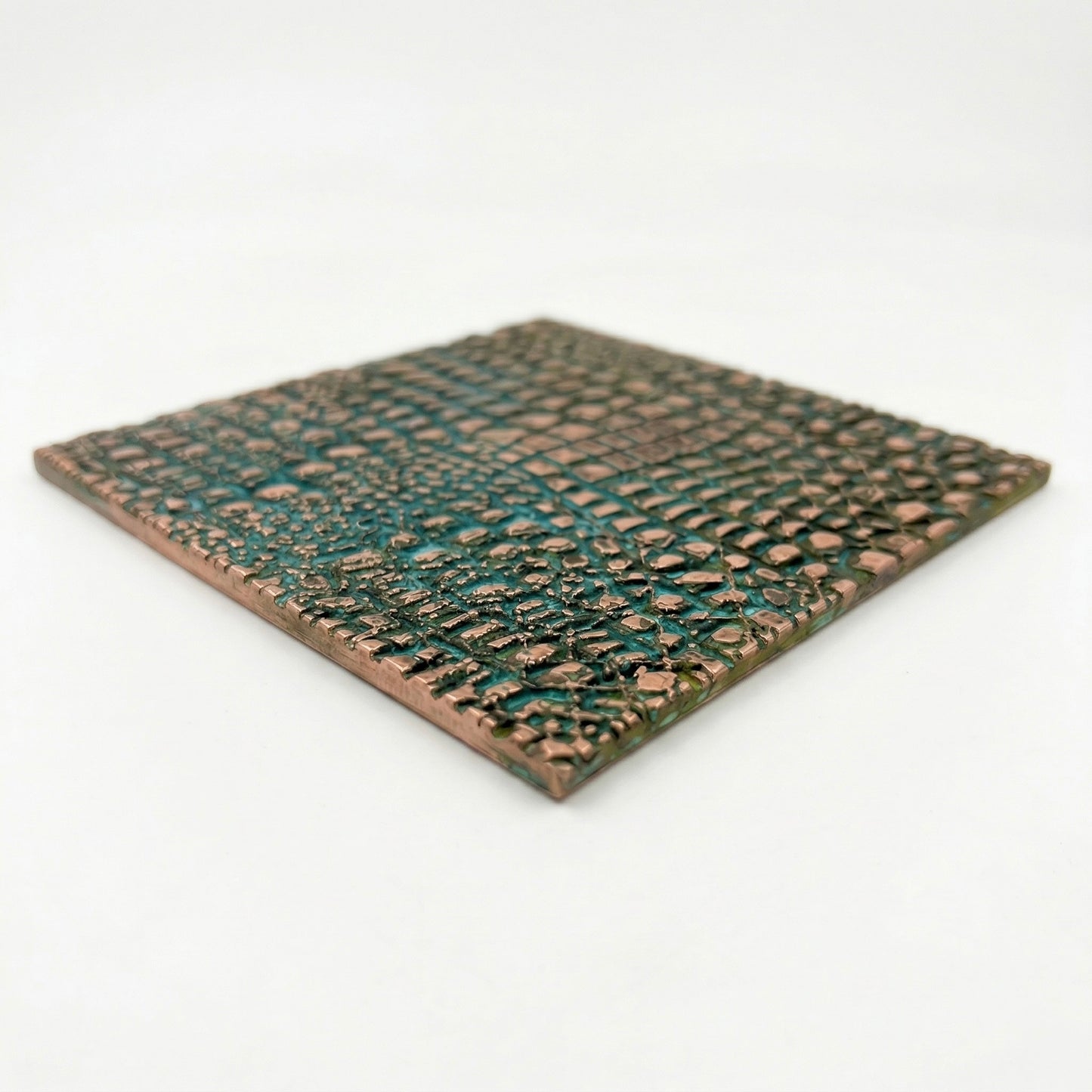 Croc Skin Metal Wall Tile Set | Textured Copper & Brass Decorative Wall Panels