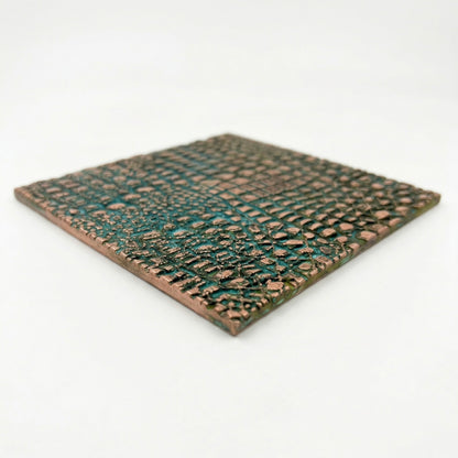 Croc Skin Metal Wall Tile Set | Textured Copper & Brass Decorative Wall Panels