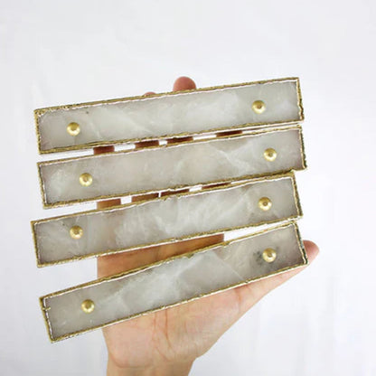 Set of 4 White Agate Handle/Pull/Barbarella