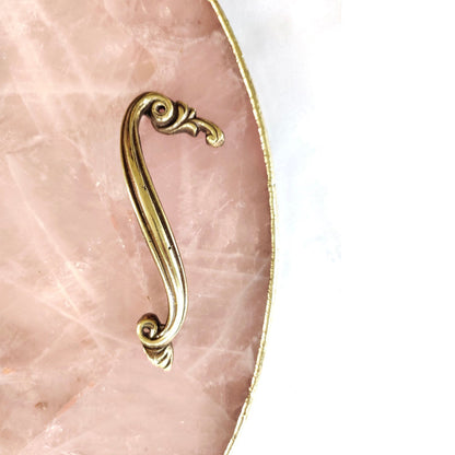 Rose Quartz Agate | Serving Tray With Brass Handles | Circular |