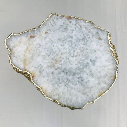 Large White Grey Agate/Single Piece/Crystal/Gemstone/Quartz Organic Edge Side/Coffee Table