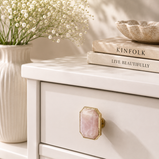 Rose Quartz Cabinet Knobs - Set of 4