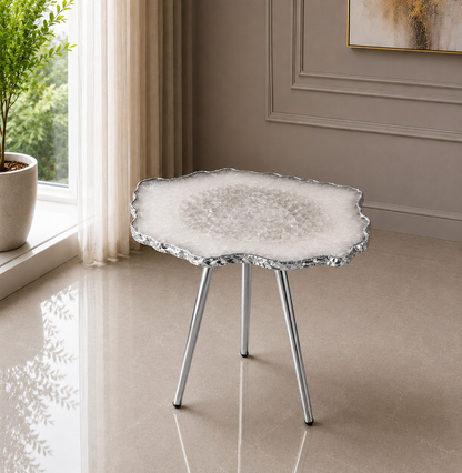 Small White Agate Organic Edge Side Table