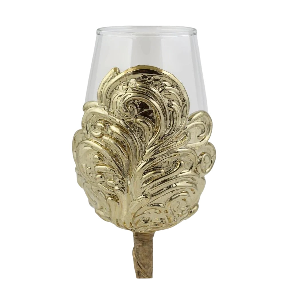 Intricate Leaf & Ambi Design Wine Glasses | Designer Statement Drinkware  | Set of 2 / Set of 4