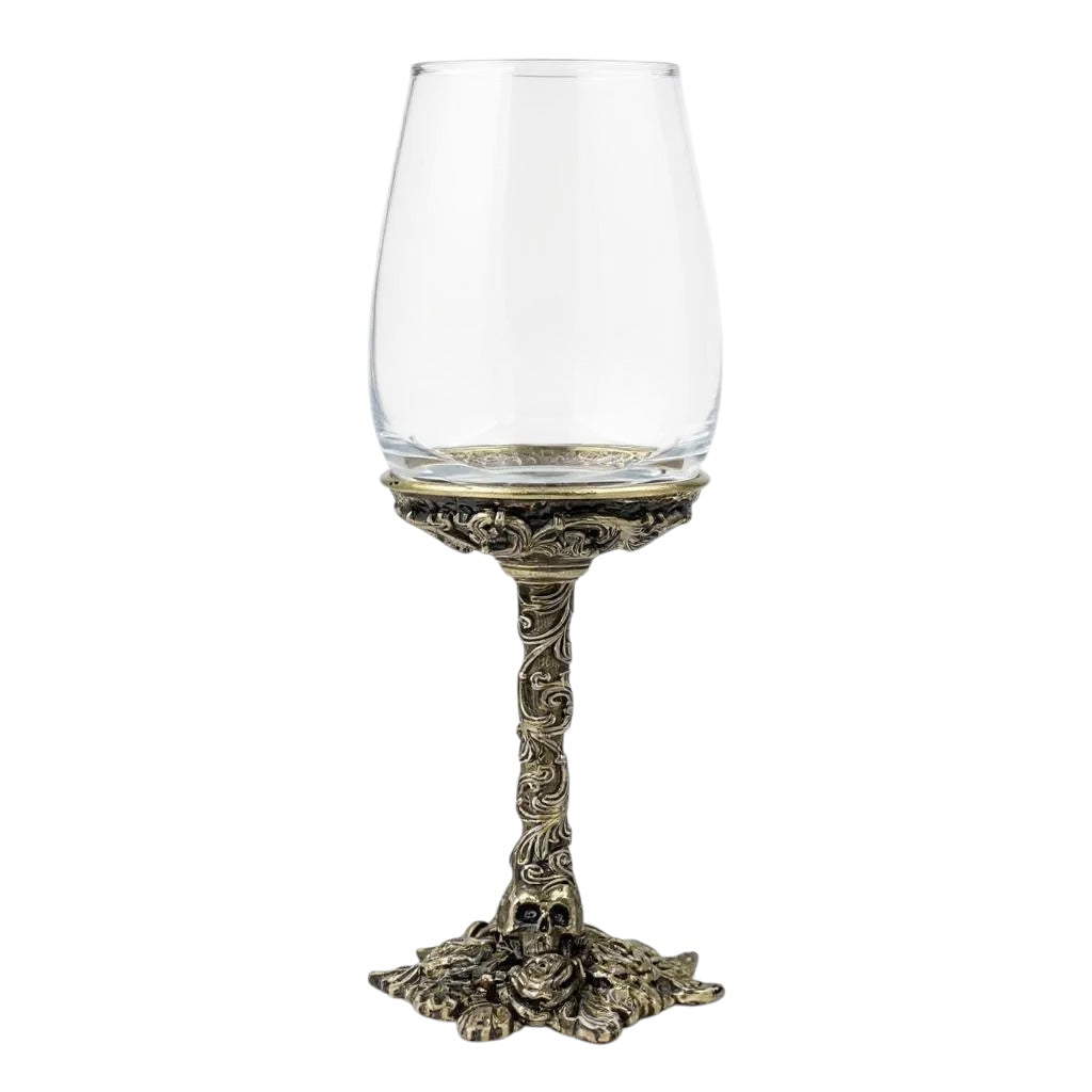 Gothic Skull & Roses Wine Glasses | Designer Statement Drinkware | Set of 2 / Set of 4