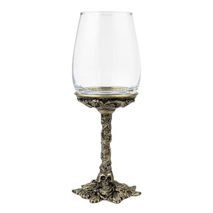 Gothic Skull & Roses Wine Glasses | Designer Statement Drinkware | Set of 2 / Set of 4