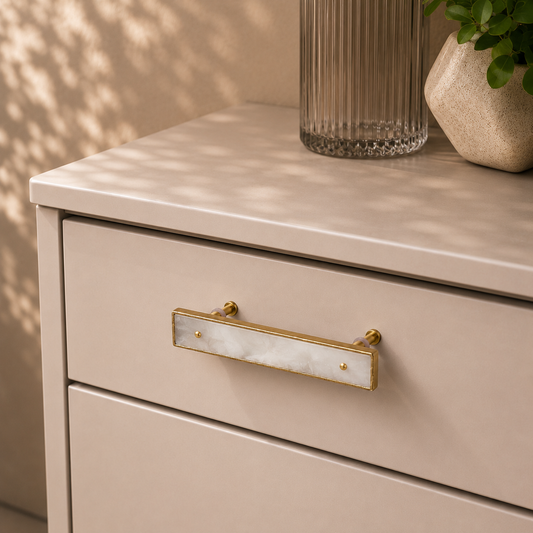 White Agate Cabinet Handle - Set of 4