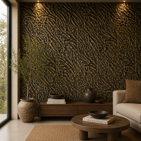 Textured Brass Wall Tiles – Set of 4