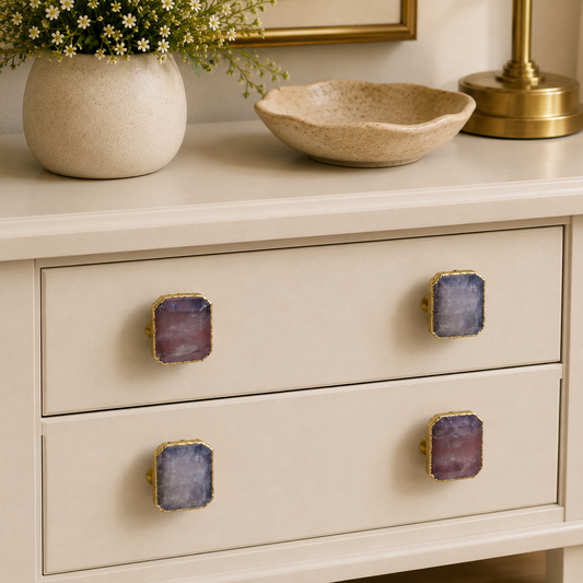 Clear Quartz Cabinet Knobs - Set of 4