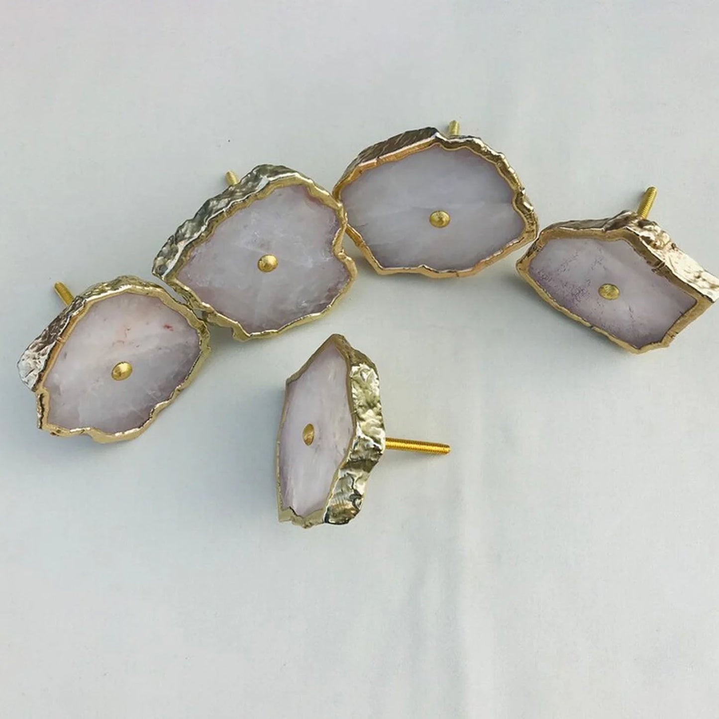 Rose Quartz Cabinet Pulls - Natural Stone Cabinet Hardware India - The Tangerine Store
