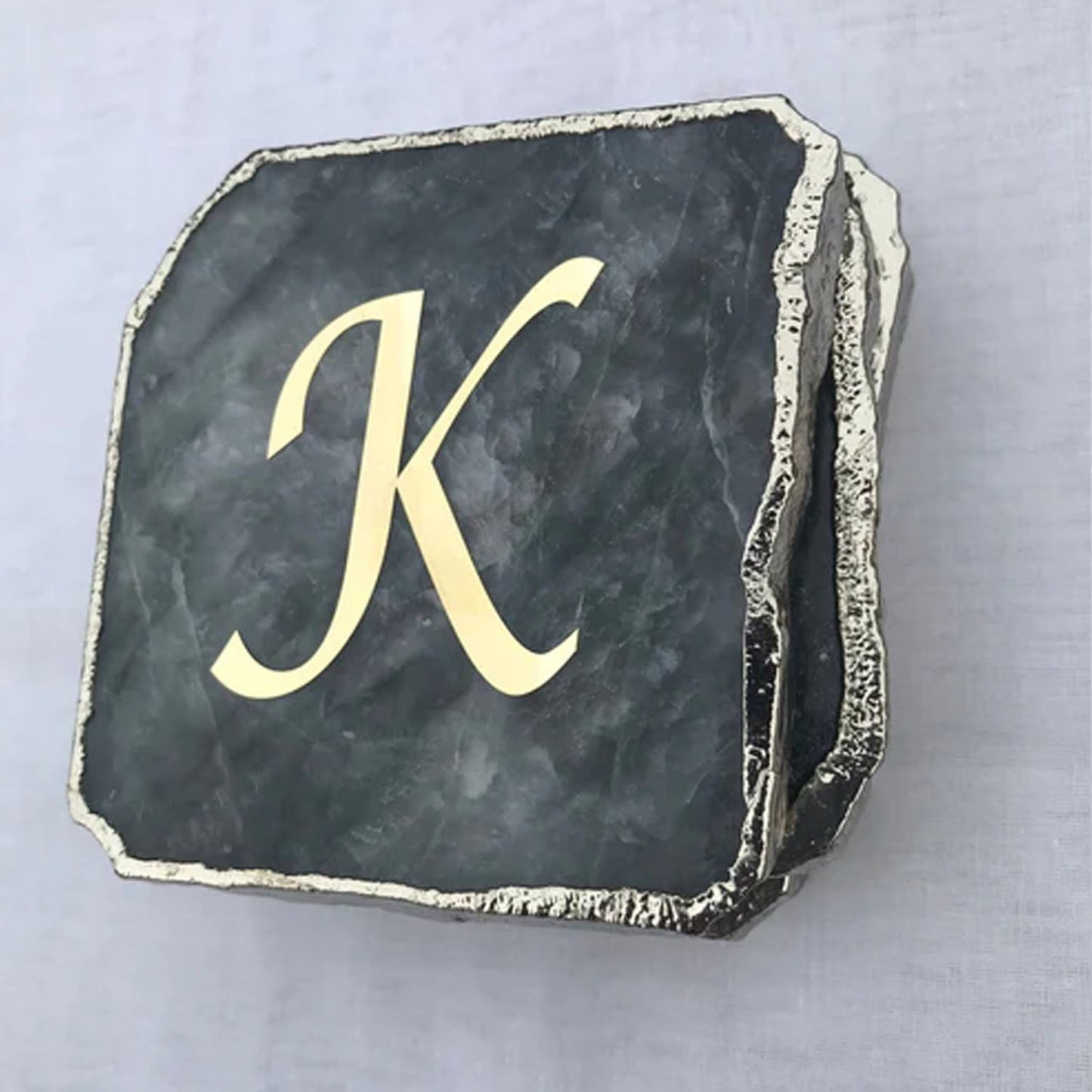 Grey Agate Quartz - Set of 4 Large Coasters/Personalised Momentos