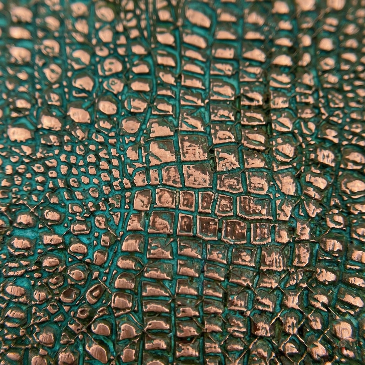 Croc Skin Metal Wall Tile Set | Textured Copper & Brass Decorative Wall Panels