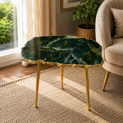 Green Agate Organic Edge Side Table