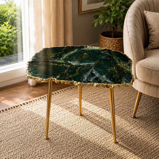 Green Agate Organic Edge Side Table
