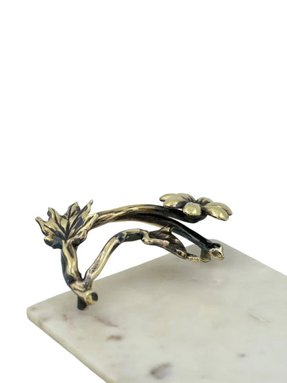 White Marble Tray with Gilded Floral Handles | Decorative Serveware | Decorative Tray
