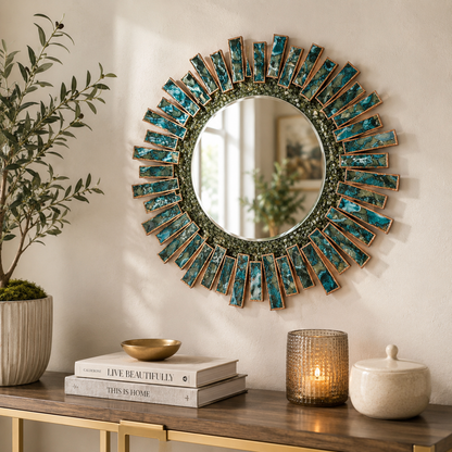 Blue Green Agate Starburst Mirror