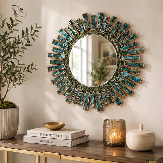 Blue Green Agate Starburst Mirror